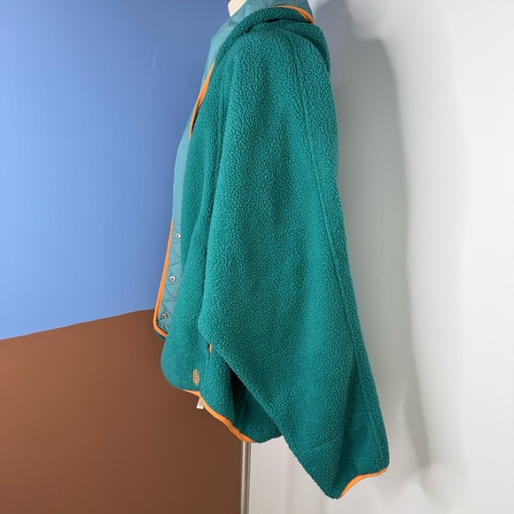 Free People FP Movement Hit The Slopes Fleece Shawl Jacket Spruced Up M Teal - Picture 5 of 8